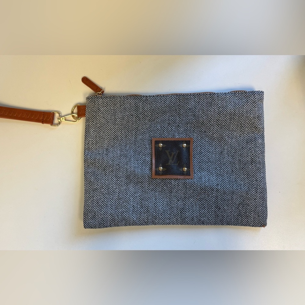 Upcycled LV wristlet zipper pouch, never used! Size is 8.5”x11.5”.